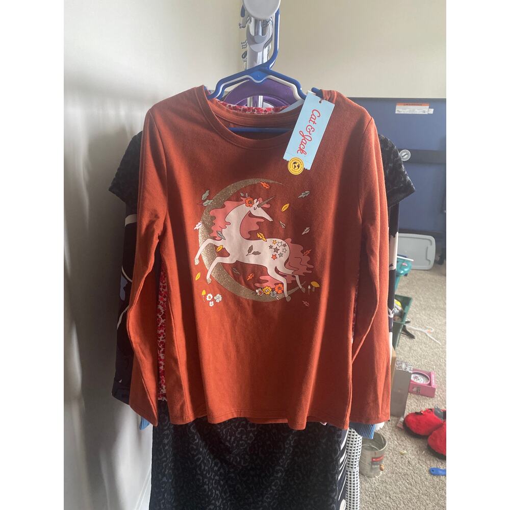 Cat & Jack Girl's M Unicorn Long Sleeve Cotton Blend Shirt - New with Tags